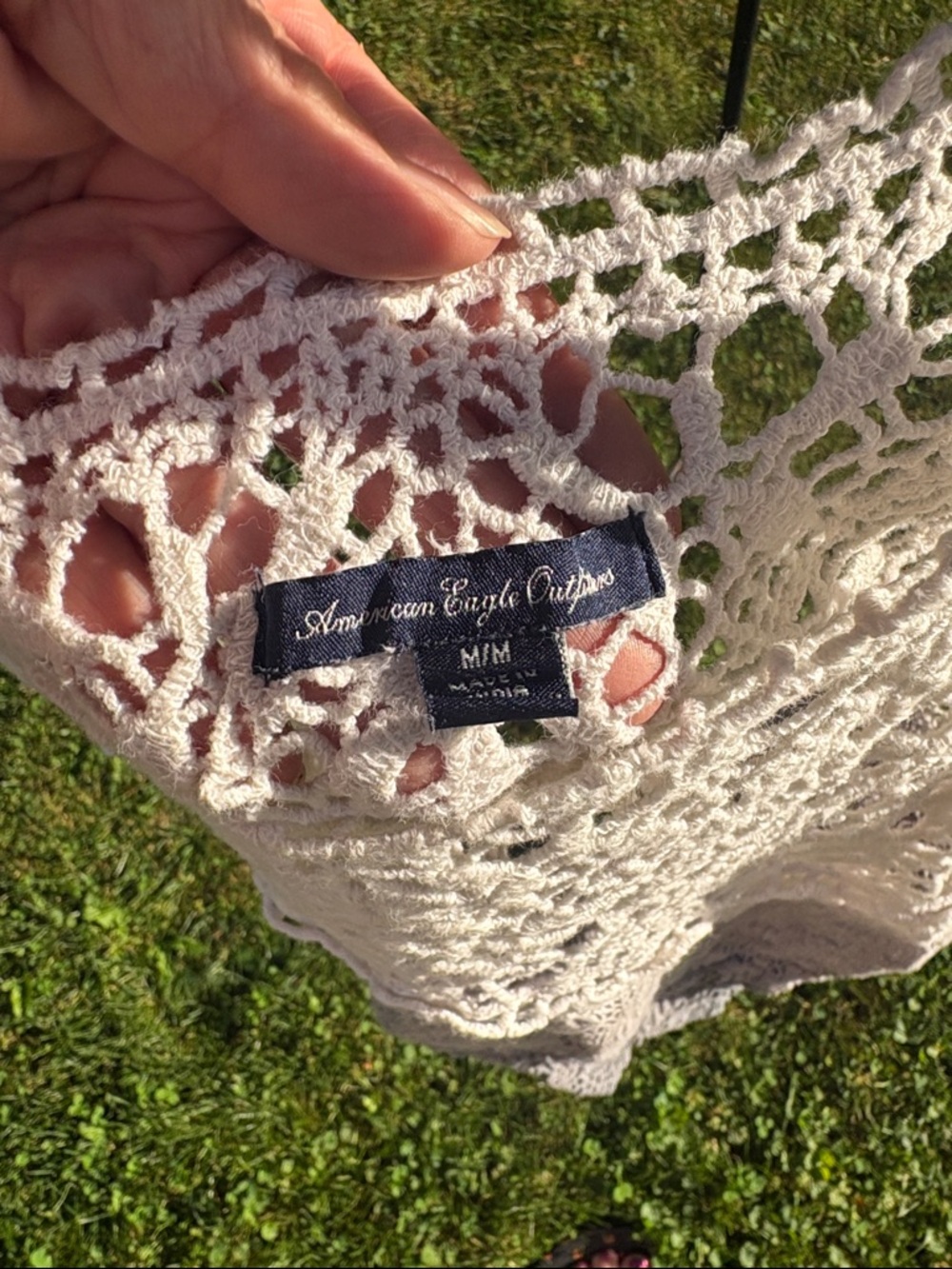 American Eagle Outfitters Crochet Ombre Tank Top - White & Gray - Picture 2 of 4